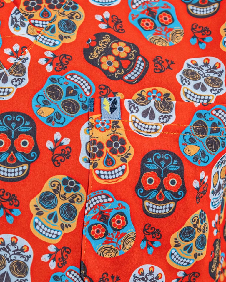 Kurukafa Desenli Likralı Desenli Cerrahi Kol Tek Üst