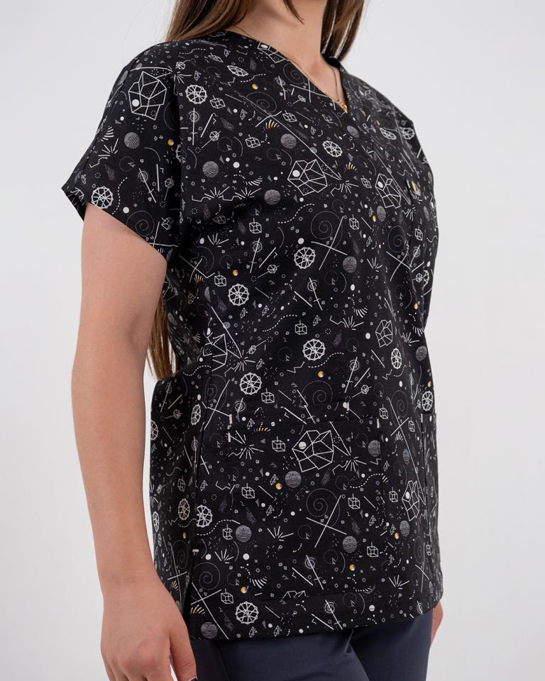 Aritmetik Desenli Likralı Cerrahi Kol Tek Üst