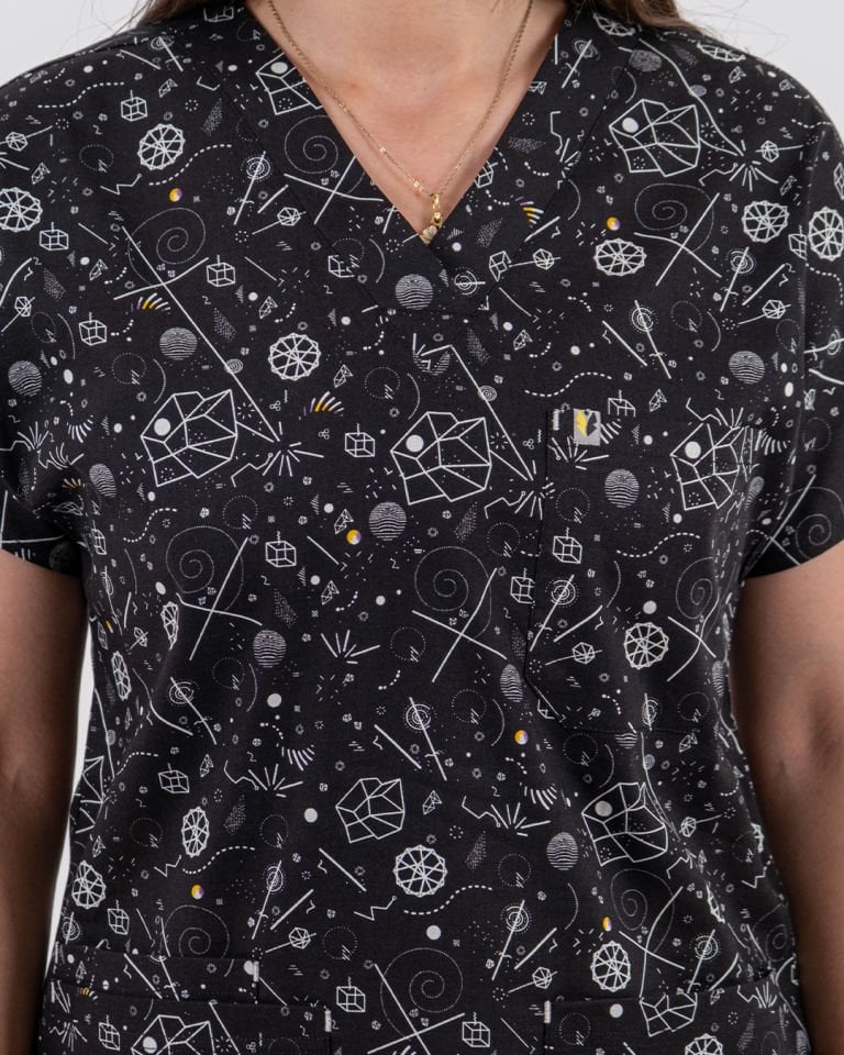 Aritmetik Desenli Likralı Cerrahi Kol Tek Üst