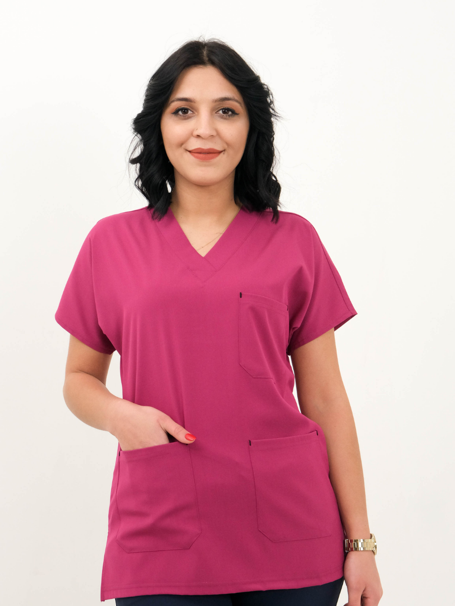 Fuşya Likralı Cerrahi Kol Tek Üst