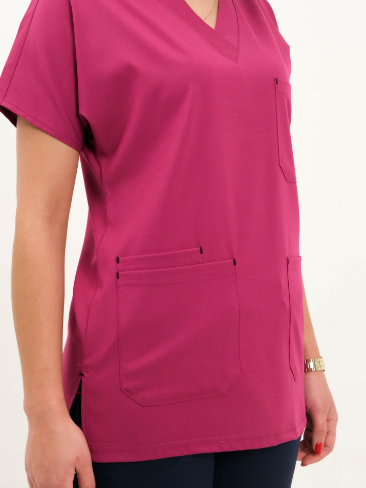 Fuşya Likralı Cerrahi Kol Tek Üst