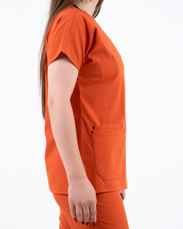 Açık Kiremit Likralı Cerrahi Kol Takım