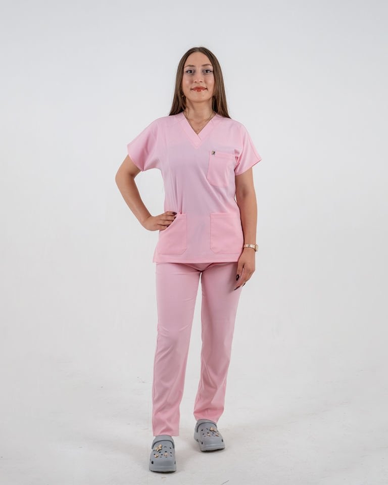 Toz Pembe Likralı Cerrahi Kol Takım