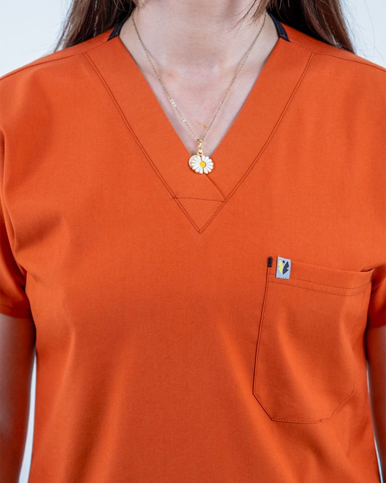 Açık Kiremit Likralı Cerrahi Kol Tek Üst