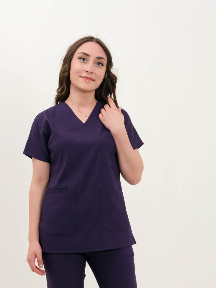 Mor Likralı Cerrahi Kol Tek Üst