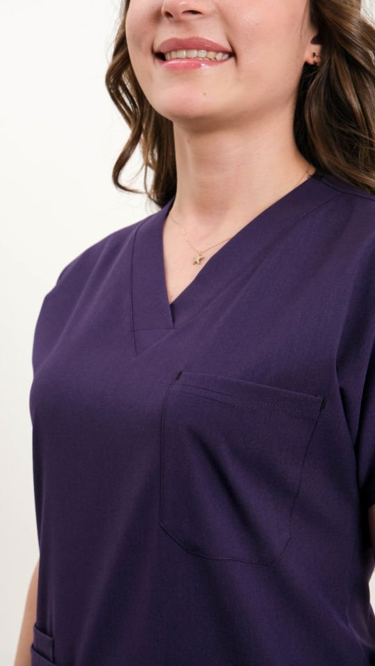 Mor Likralı Cerrahi Kol Tek Üst