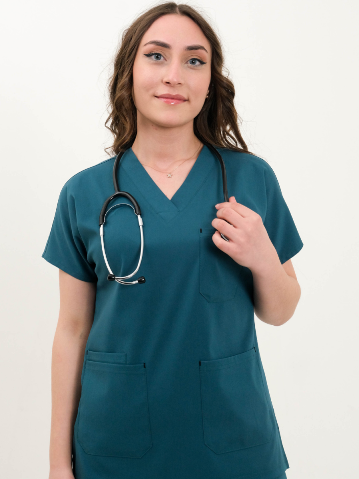 Petrol Yeşili Likralı Cerrahi Kol Takım