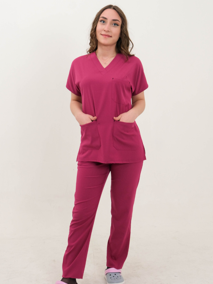 Fuşya Likralı Cerrahi Kol Takım