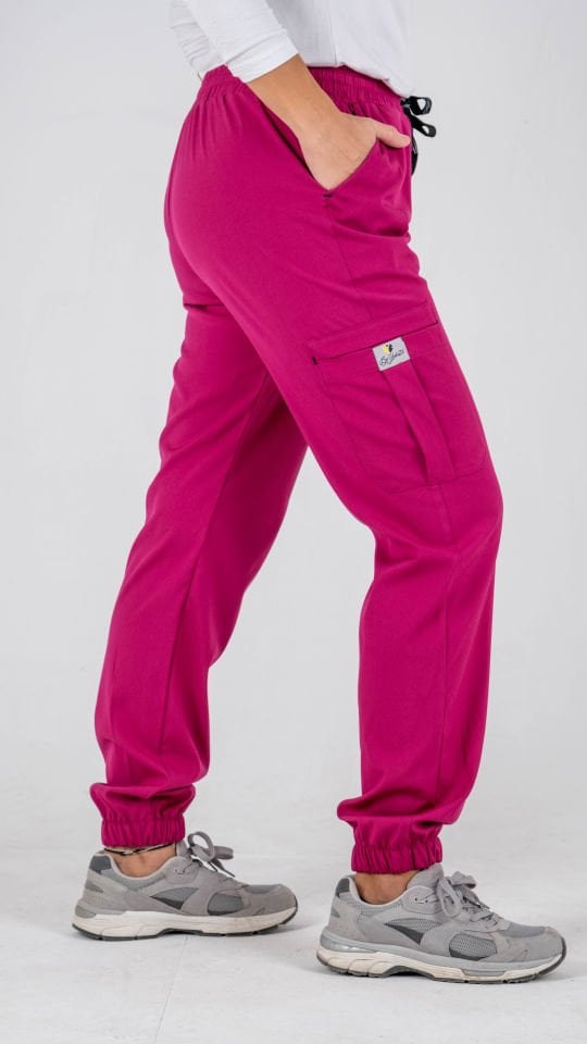 Fuşya  Likralı Kargo Cepli Paça Lastikli Tek Alt