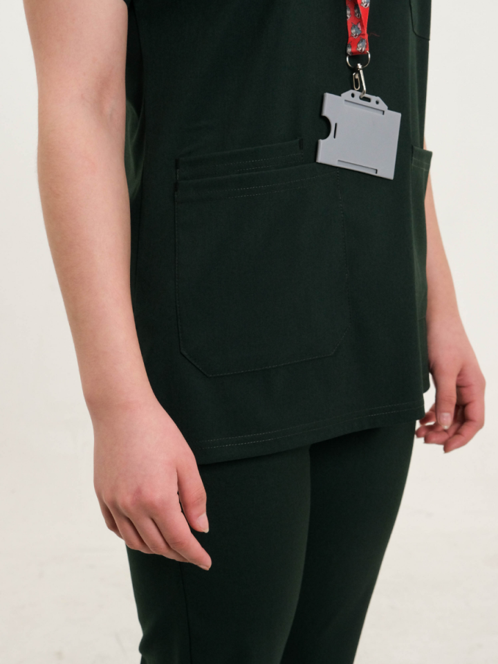 Ördek Başı Yeşili Likralı Cerrahi Kol Takım