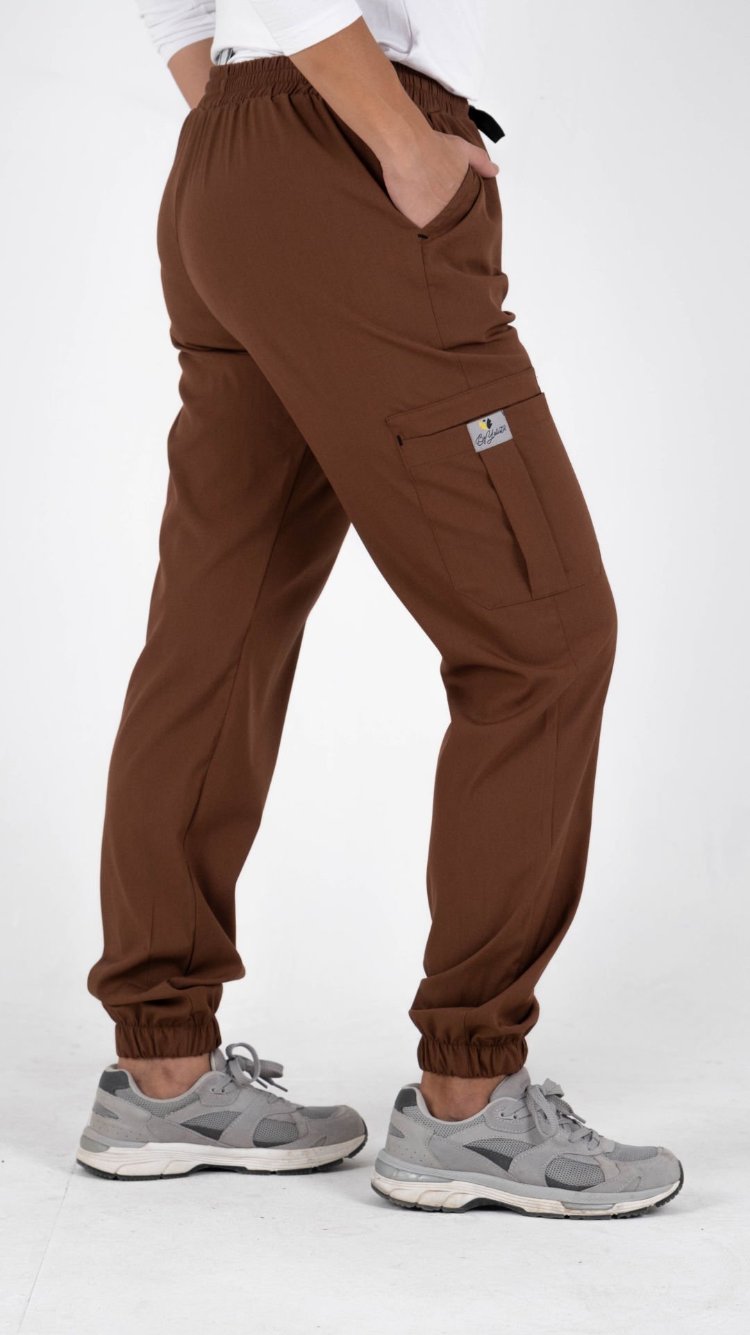 Kahverengi Likralı Kargo Cepli Paça Lastikli Tek Alt