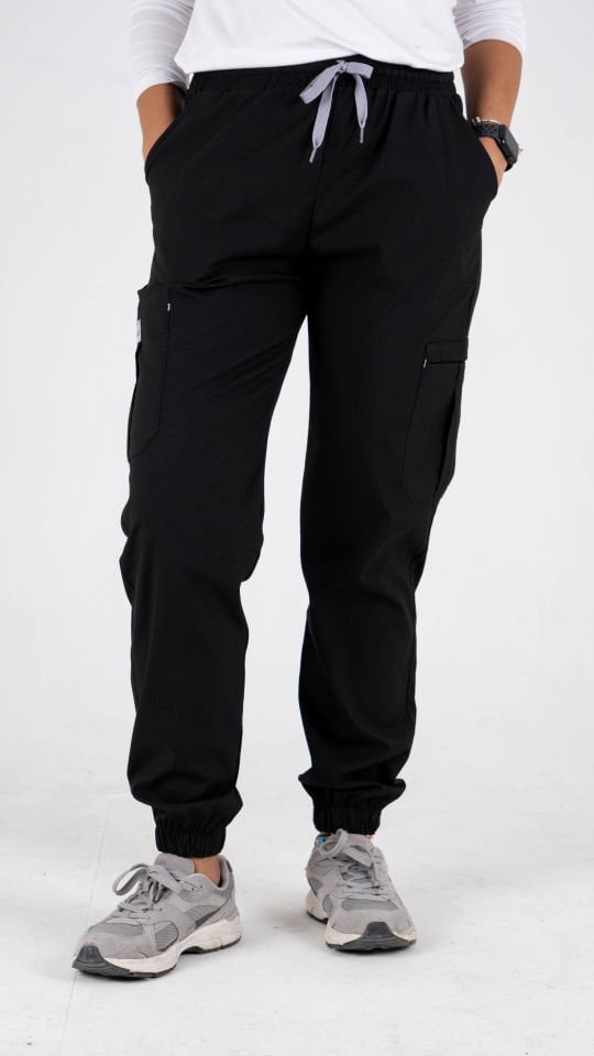 Siyah Likralı Kargo Cepli Paça Lastikli Tek Alt