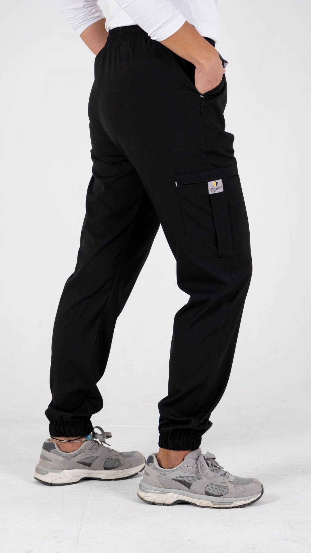 Siyah Likralı Kargo Cepli Paça Lastikli Tek Alt