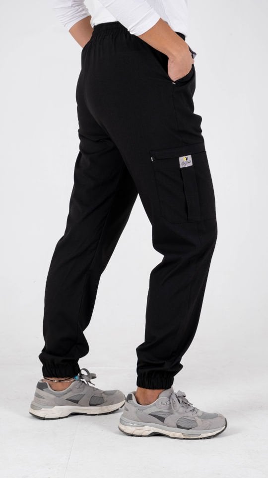 Siyah Likralı Kargo Cepli Paça Lastikli Tek Alt