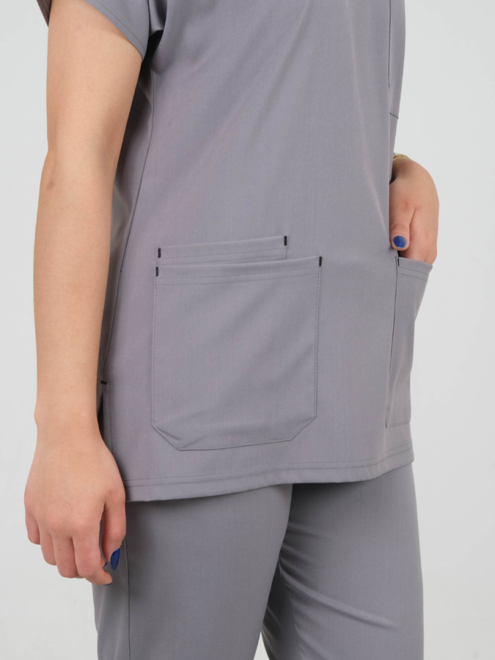 Gri Likralı Cerrahi Kol Takım