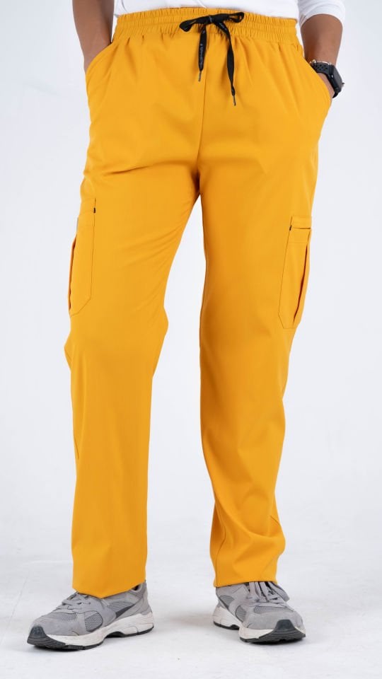 Sarı Likralı Kargo Cepli Boru Paça