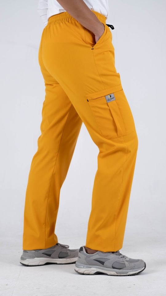 Sarı Likralı Kargo Cepli Boru Paça