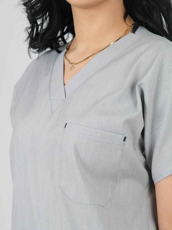 Kırçıl Gri Likralı Cerrahi Kol Takım