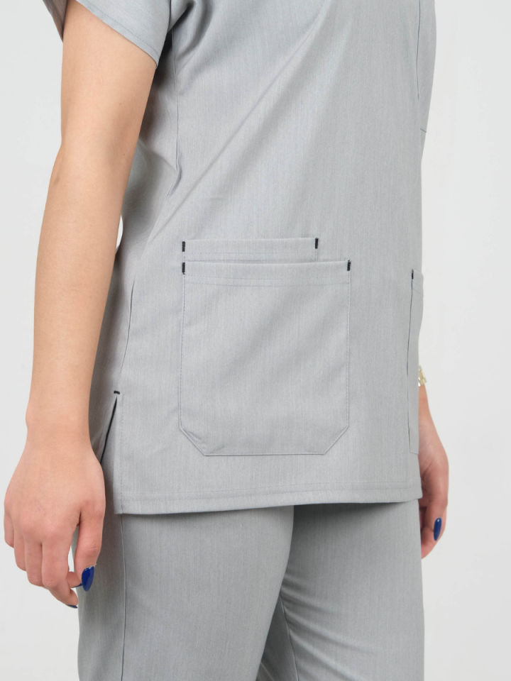 Kırçıl Gri Likralı Cerrahi Kol Takım