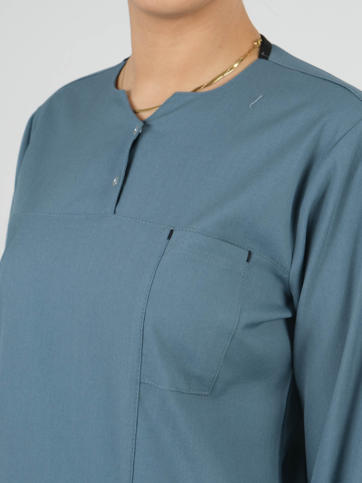 Fırtına Mavisi Tesettür Tunik Takım