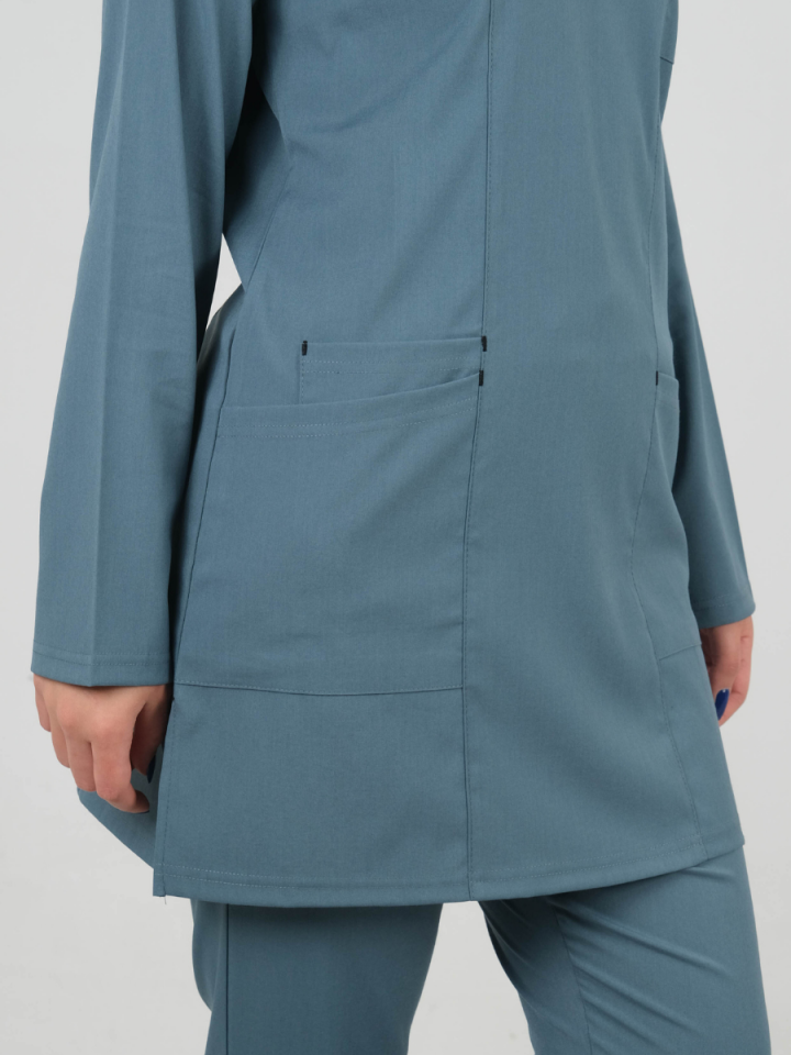 Fırtına Mavisi Tesettür Tunik Takım