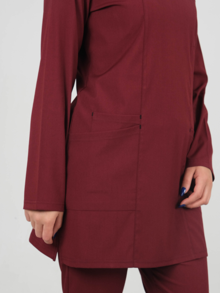 Bordo Tesettür Tunik Takım