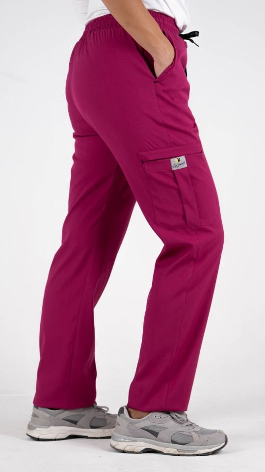 Fuşya Likralı Kargo Cepli Boru Paça