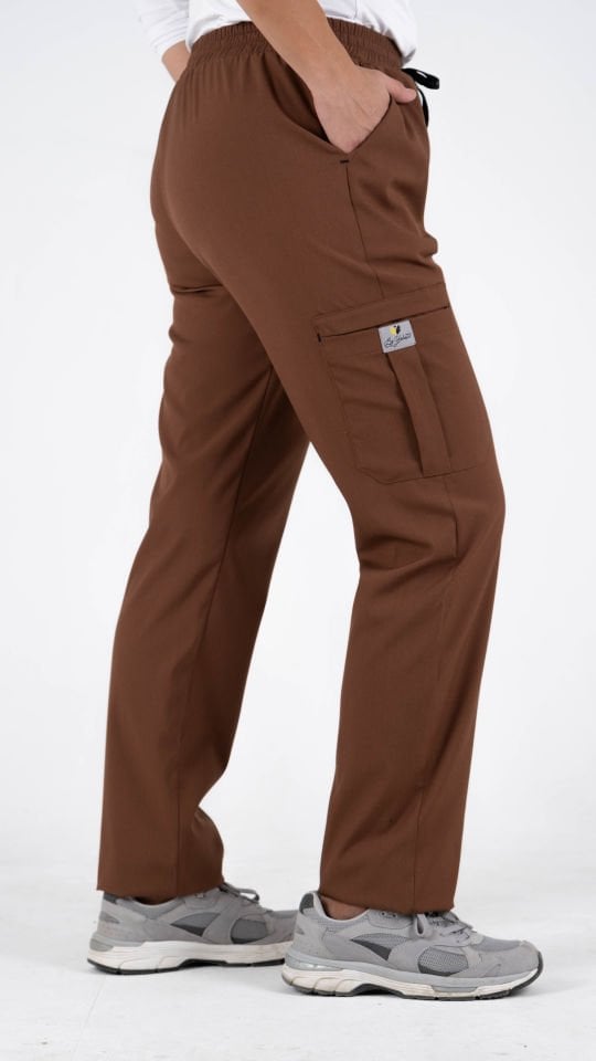 Kahverengi Likralı Kargo Cepli Boru Paça