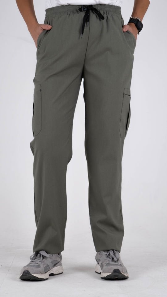 Olive Yeşil Likralı Kargo Cepli Boru Paça