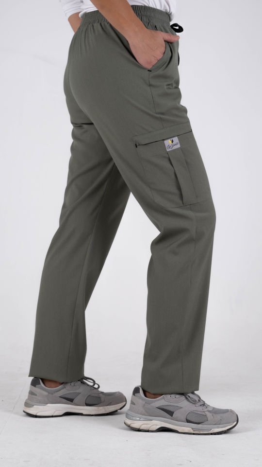 Olive Yeşil Likralı Kargo Cepli Boru Paça