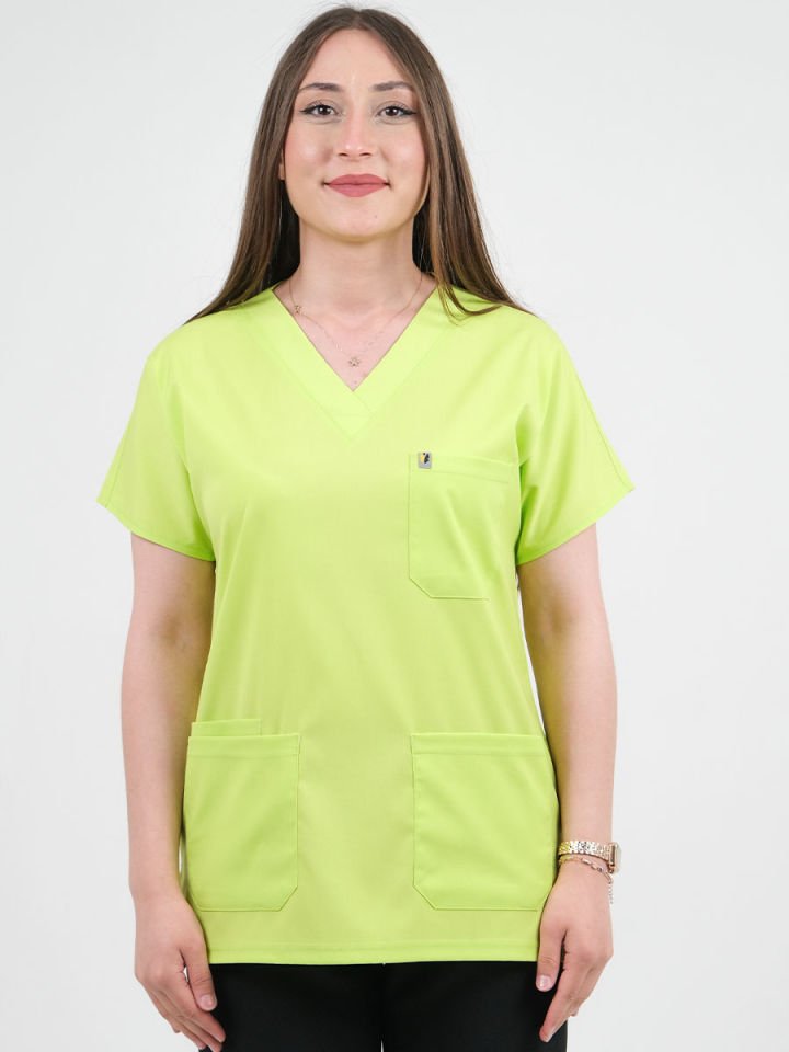 Fosfor Yeşili Likralı Cerrahi Kol Tek Üst