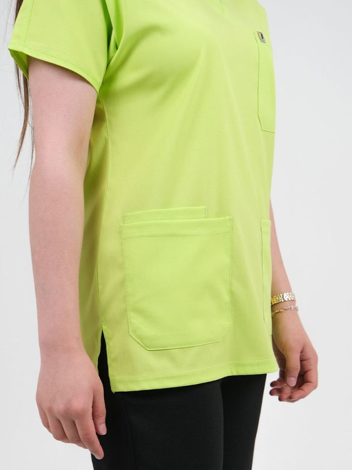 Fosfor Yeşili Likralı Cerrahi Kol Tek Üst