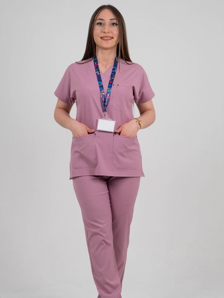 Gül Kurusu Likralı Cerrahi Kol Takım