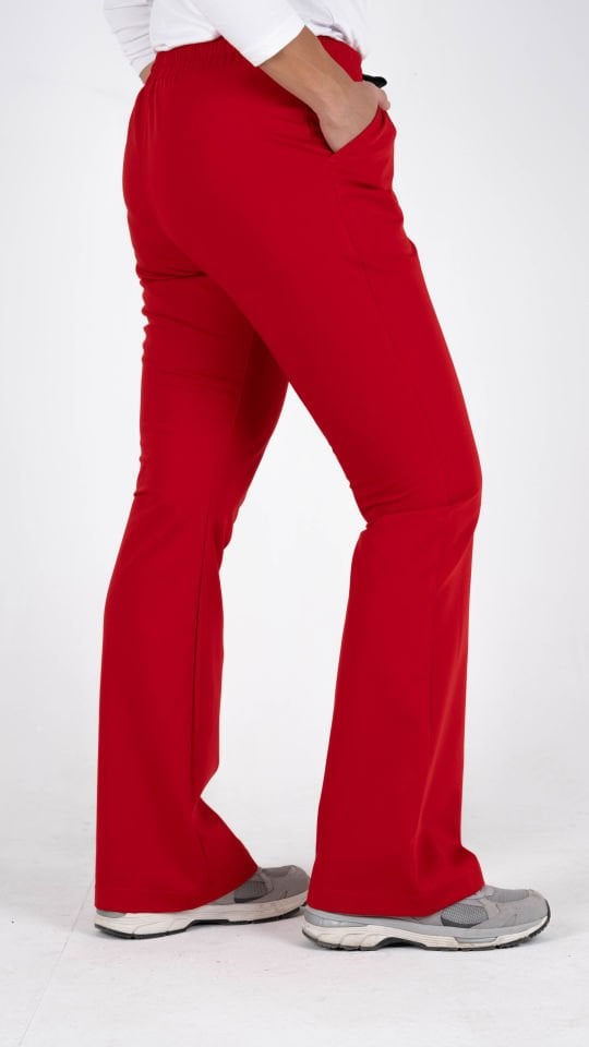 Kırmızı Likralı Premium İspanyol Paça Tek Alt