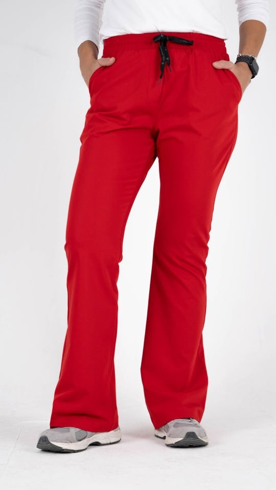 Kırmızı Likralı Premium İspanyol Paça Tek Alt