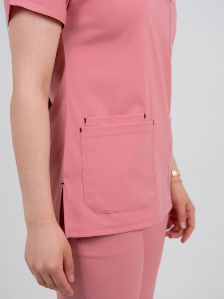 Koyu Gül Kurusu Likralı Cerrahi Kol Takım