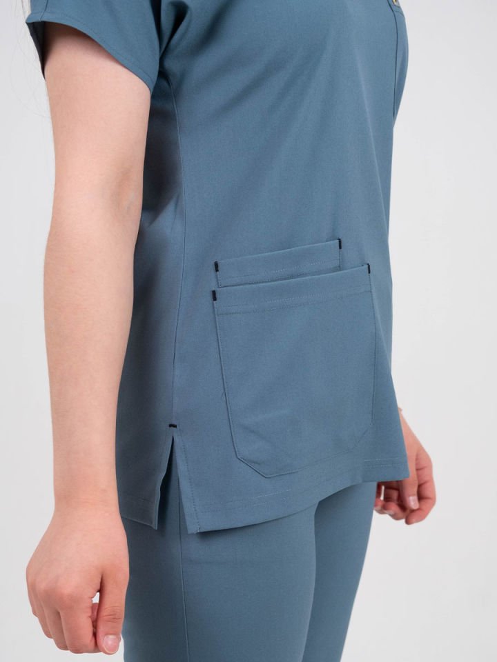 Fırtına Mavisi Likralı Cerrahi Kol Takım