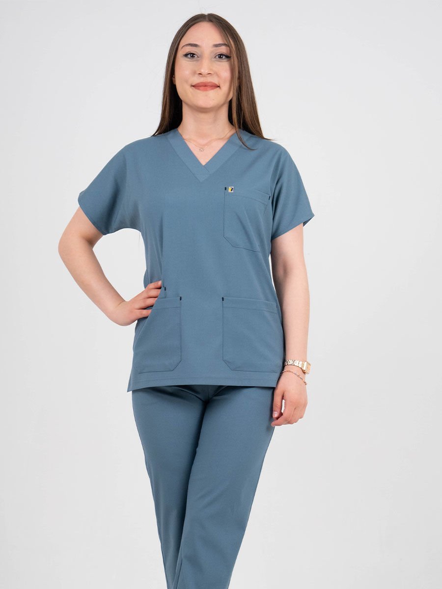 Fırtına Mavisi Likralı Cerrahi Kol Takım