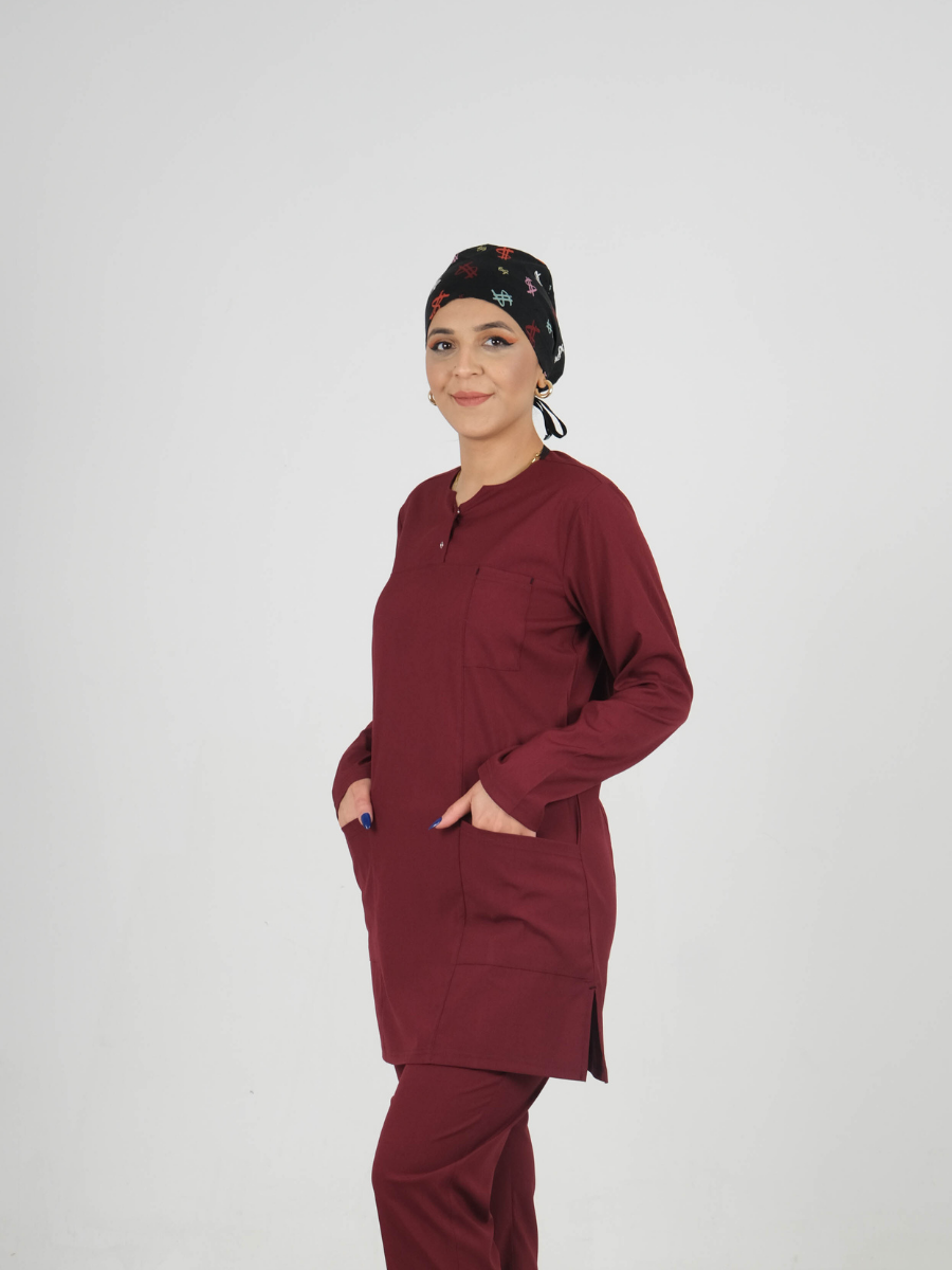 Bordo Tesettür Tunik Tek Üst