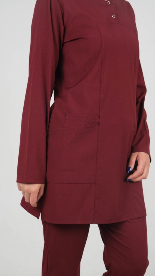 Bordo Tesettür Tunik Tek Üst