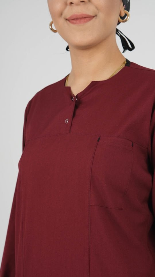 Bordo Tesettür Tunik Tek Üst