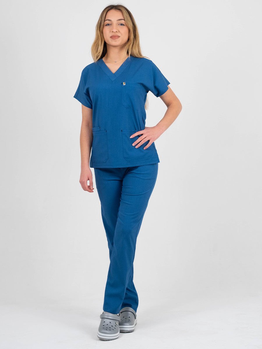 Petrol Mavisi Likralı Cerrahi Kol Takım