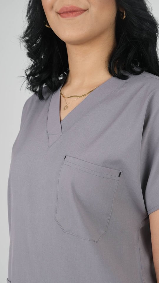 Gri Likralı Cerrahi Kol Tek Üst