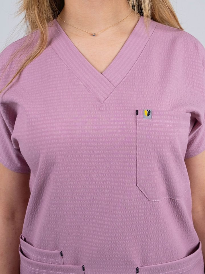 Gül Kurusu Gofre Likralı Cerrahi Kol Tek Üst