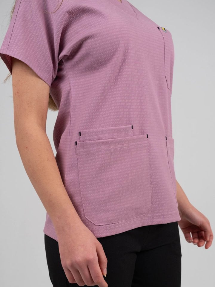 Gül Kurusu Gofre Likralı Cerrahi Kol Tek Üst