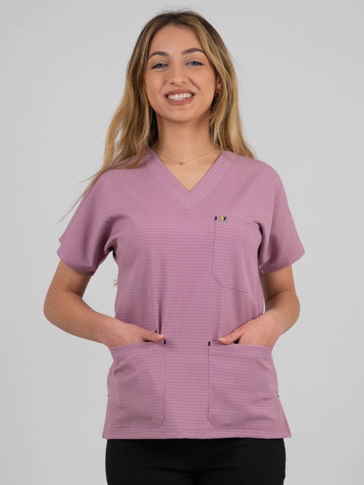 Gül Kurusu Gofre Likralı Cerrahi Kol Tek Üst