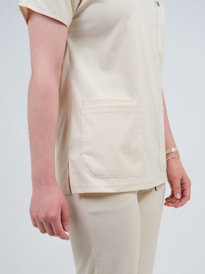 Taş Rengi Likralı Cerrahi Kol Takım