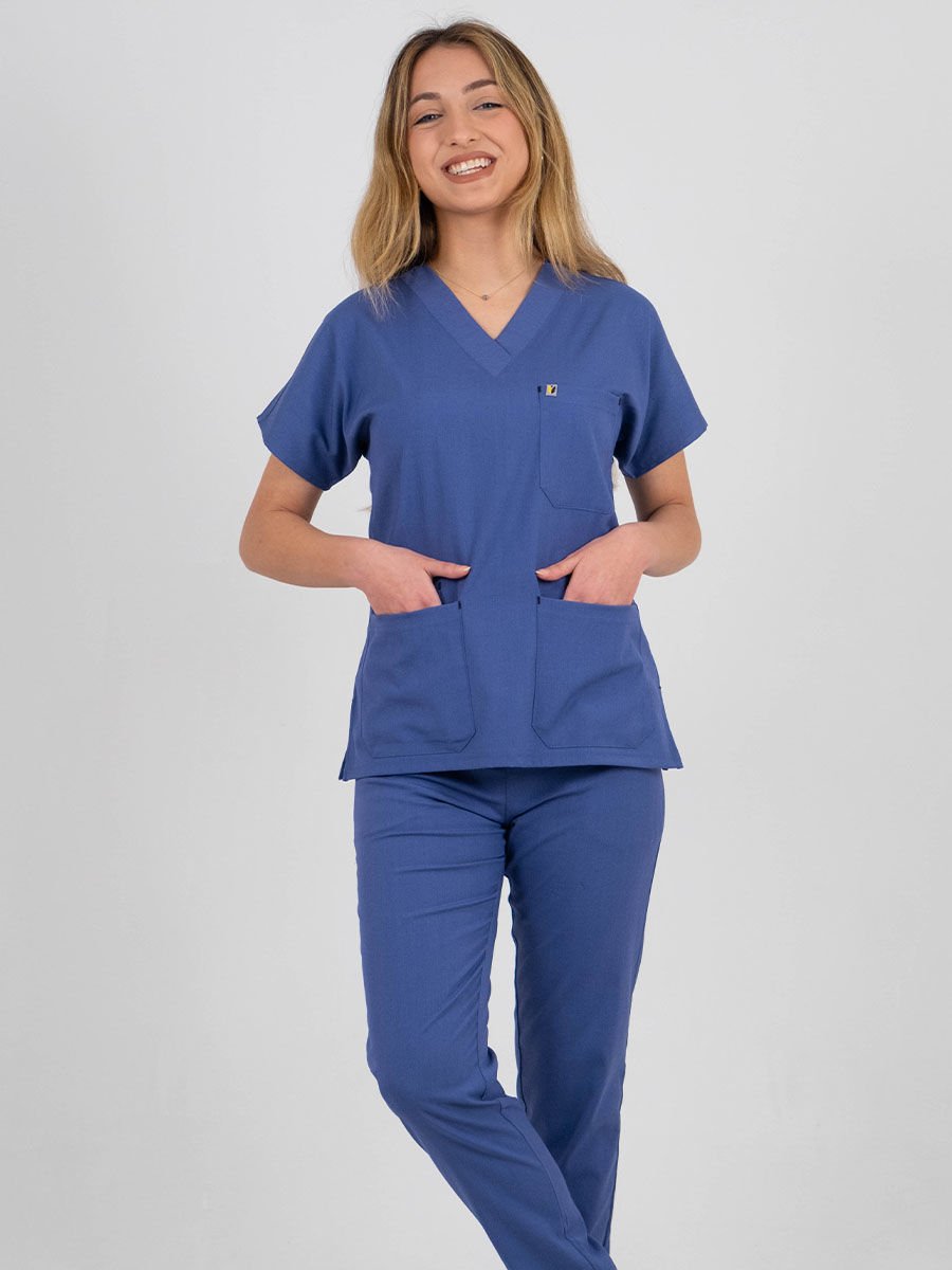 İndigo Likralı Cerrahi Kol Takım