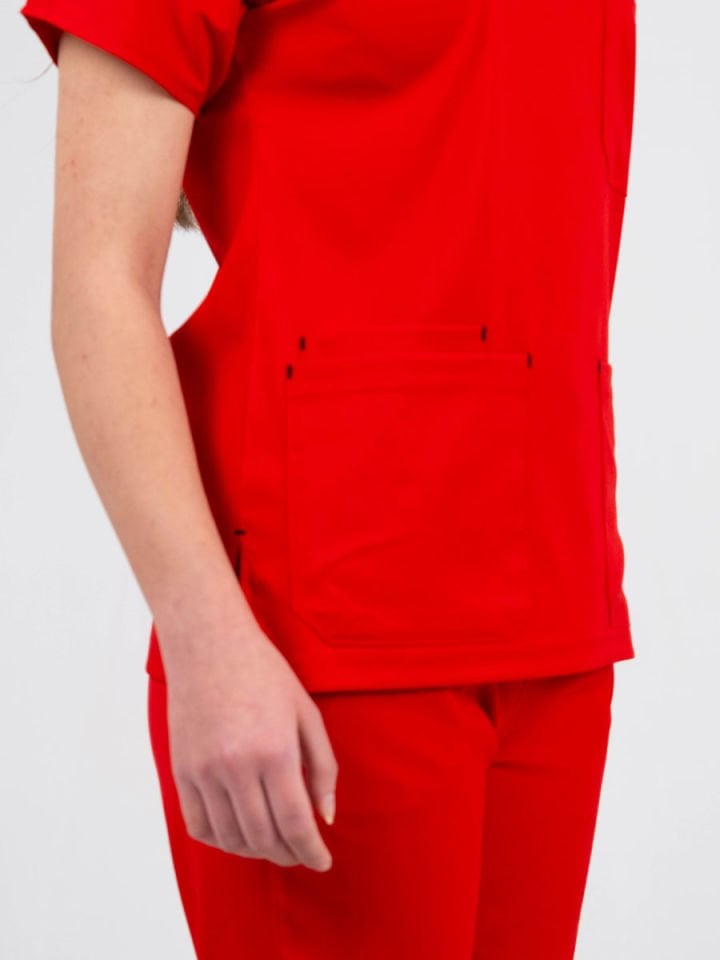 Kırmızı Likralı Cerrahi Kol Takım