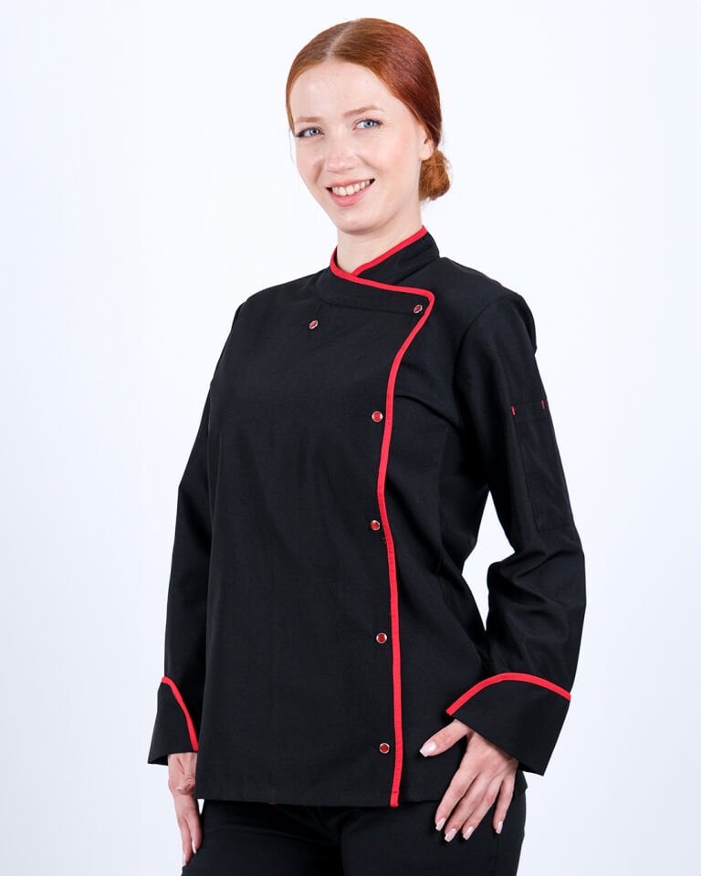 Siyah Alpaka Aşçı Ceketi